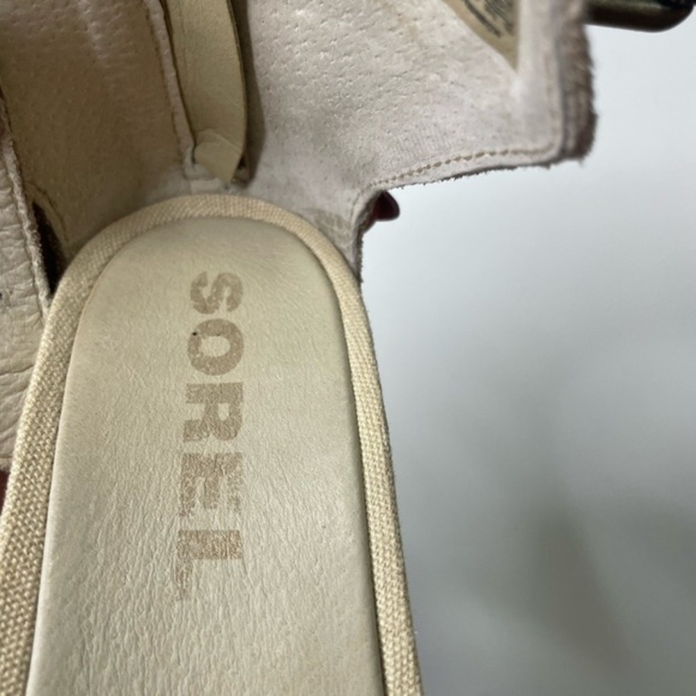 Sorel Women's Beige Suede Wedge Ankle Strap Zip Sandals Size 8.5 - Picture 7 of 7